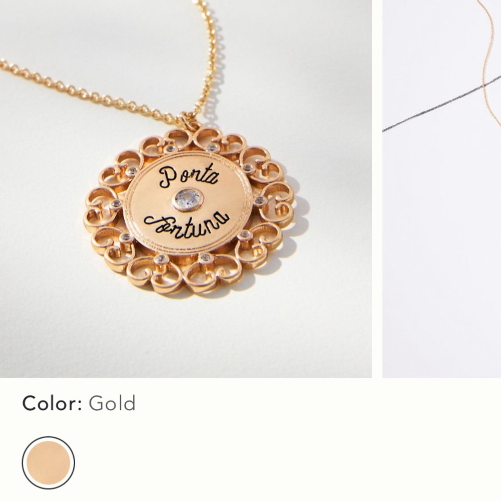 NWT Anthropologie Gold Hood Luck Pendant Necklace